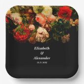 Dark romantic moody elegant floral wedding ペーパープレート (正面)