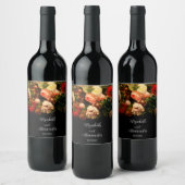 Dark romantic moody elegant floral wedding ワインラベル (ボトル)