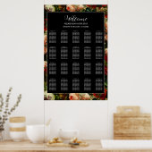 Dark romantic moody elegant wedding seating chart ポスター (キッチン)