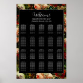 Dark romantic moody elegant wedding seating chart ポスター (正面)