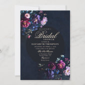 Dark Romantic Moody Florals Jewel Bridal Shower 招待状 (正面)