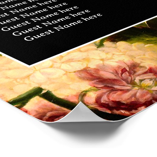 Dark romantic moody pretty wedding seating chart ポスター (角)