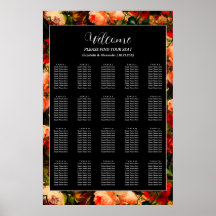Dark romantic moody pretty wedding seating chart