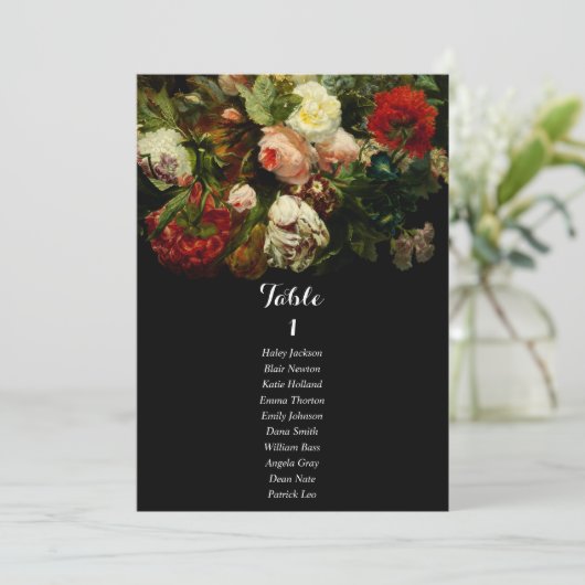 Dark romantic moody wedding seating chart card 招待状 (スタンド正面)