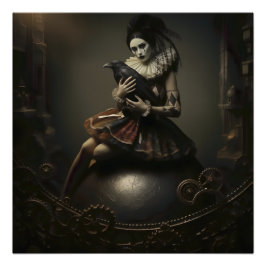 Dark Romantic Raven Motif ポスター