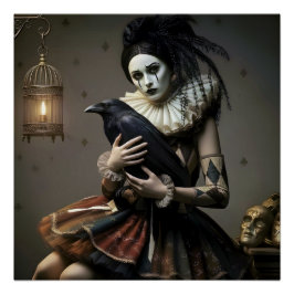 Dark Romantic Raven Motif ポスター