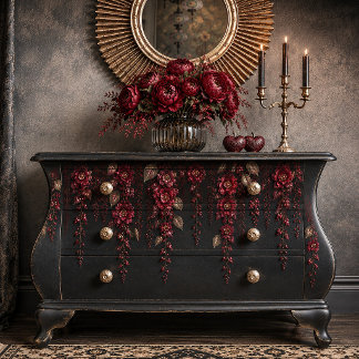 Dark Romantic Red Floral Decoupage Tissue Paper | 薄葉紙