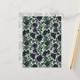 Dark rose delight, watercolor black roses print ポストカード
