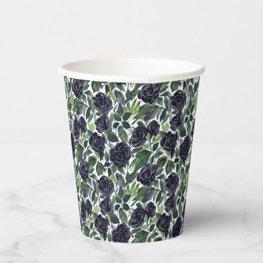 Dark roses watercolor ornament 紙コップ (右)