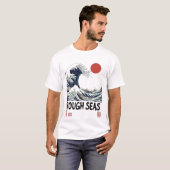 Dark "Rough Seas" Japanese Great Wave Tシャツ (正面フル)