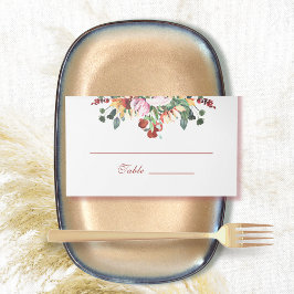  Dark Rust Red Watercolor Sunflower Autumn Fall プレイスカード