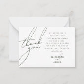 Dark Sageミニマル結婚リストサンキューカード ノートカード (正面)