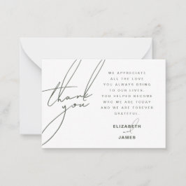 Dark Sageミニマル結婚リストサンキューカード ノートカード