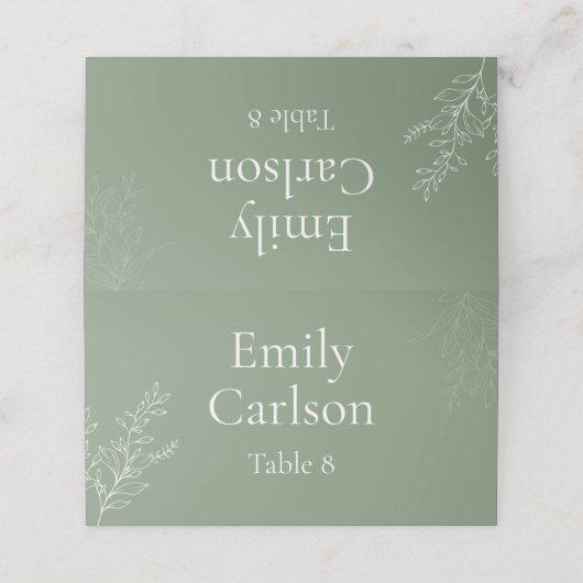 Dark Sage Green Botanical Place Card プレイスカード (外部開封)