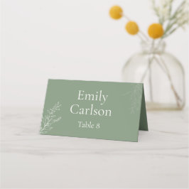 Dark Sage Green Botanical Place Card プレイスカード