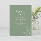 Dark Sage Green Botanical Save the Date 招待状 (スタンド正面)
