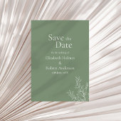 Dark Sage Green Botanical Save the Date 招待状
