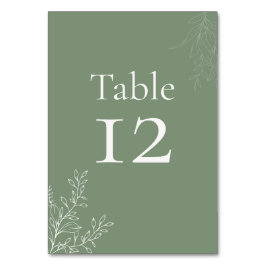 Dark Sage Green Botanical Table Number テーブルナンバー