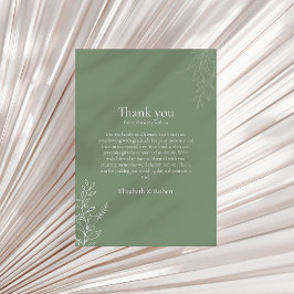 Dark Sage Green Botanical Thank You Card サンキューカード