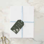 Dark Sage Green Botanical Wedding ギフトタグ (より糸付き)