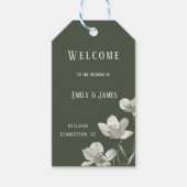 Dark Sage Green Botanical Wedding ギフトタグ (正面)