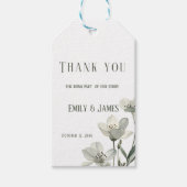 Dark Sage Green Botanical Wedding ギフトタグ (正面)