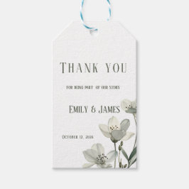 Dark Sage Green Botanical Wedding ギフトタグ