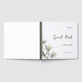 Dark Sage Green Botanical Wedding ゲストブック
