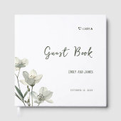 Dark Sage Green Botanical Wedding ゲストブック (正面)