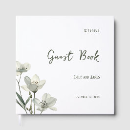 Dark Sage Green Botanical Wedding ゲストブック
