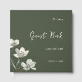 Dark Sage Green Botanical Wedding ゲストブック (正面)
