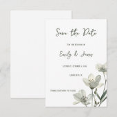 Dark Sage Green Botanical Wedding セーブザデート (正面/裏面)