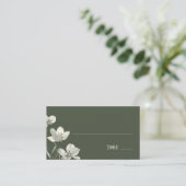 Dark Sage Green Botanical Wedding プレイスカード (スタンド正面)