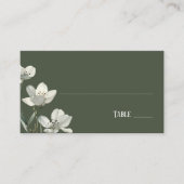 Dark Sage Green Botanical Wedding プレイスカード (正面)