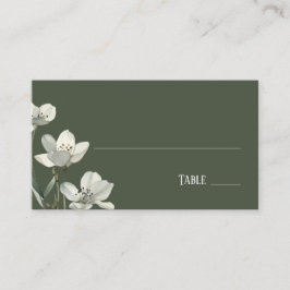 Dark Sage Green Botanical Wedding プレイスカード