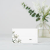 Dark Sage Green Botanical Wedding プレイスカード (スタンド正面)