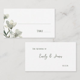 Dark Sage Green Botanical Wedding プレイスカード