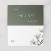 Dark Sage Green Botanical Wedding プレイスカード (外部開封)