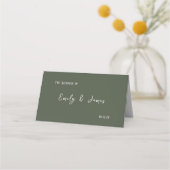 Dark Sage Green Botanical Wedding プレイスカード (裏面)