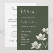 Dark Sage Green Botanical Wedding プログラム (正面/裏面)