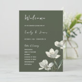 Dark Sage Green Botanical Wedding プログラム (スタンド正面)