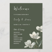 Dark Sage Green Botanical Wedding プログラム (正面)