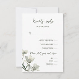 Dark Sage Green Botanical Wedding 出欠カード