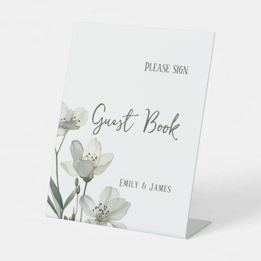 Dark Sage Green Botanical Wedding 台座サイン (正面)