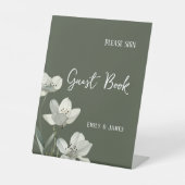 Dark Sage Green Botanical Wedding 台座サイン (正面)