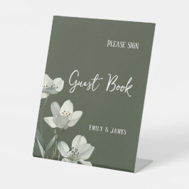 Dark Sage Green Botanical Wedding 台座サイン
