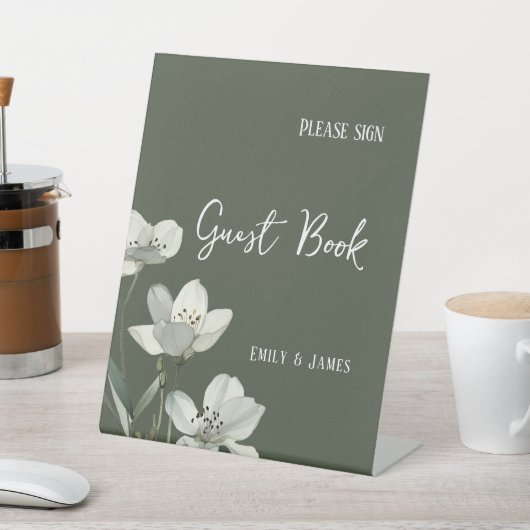 Dark Sage Green Botanical Wedding 台座サイン (インサイチュ)