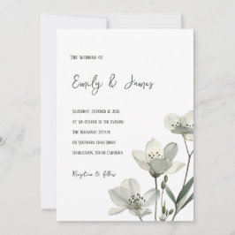 Dark Sage Green Botanical Wedding 招待状