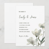 Dark Sage Green Botanical Wedding 招待状 (正面/裏面)