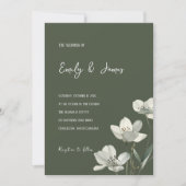 Dark Sage Green Botanical Wedding 招待状 (正面)